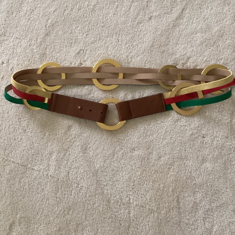Leather and Suede Belt with Gold rings